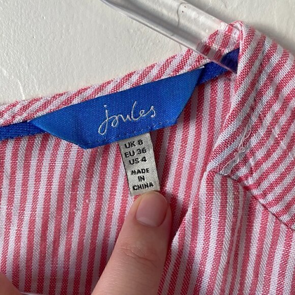 Joules Womens Romper Jumpsuit Angela Linen Pink White Striped Sleeveless - Picture 6 of 10